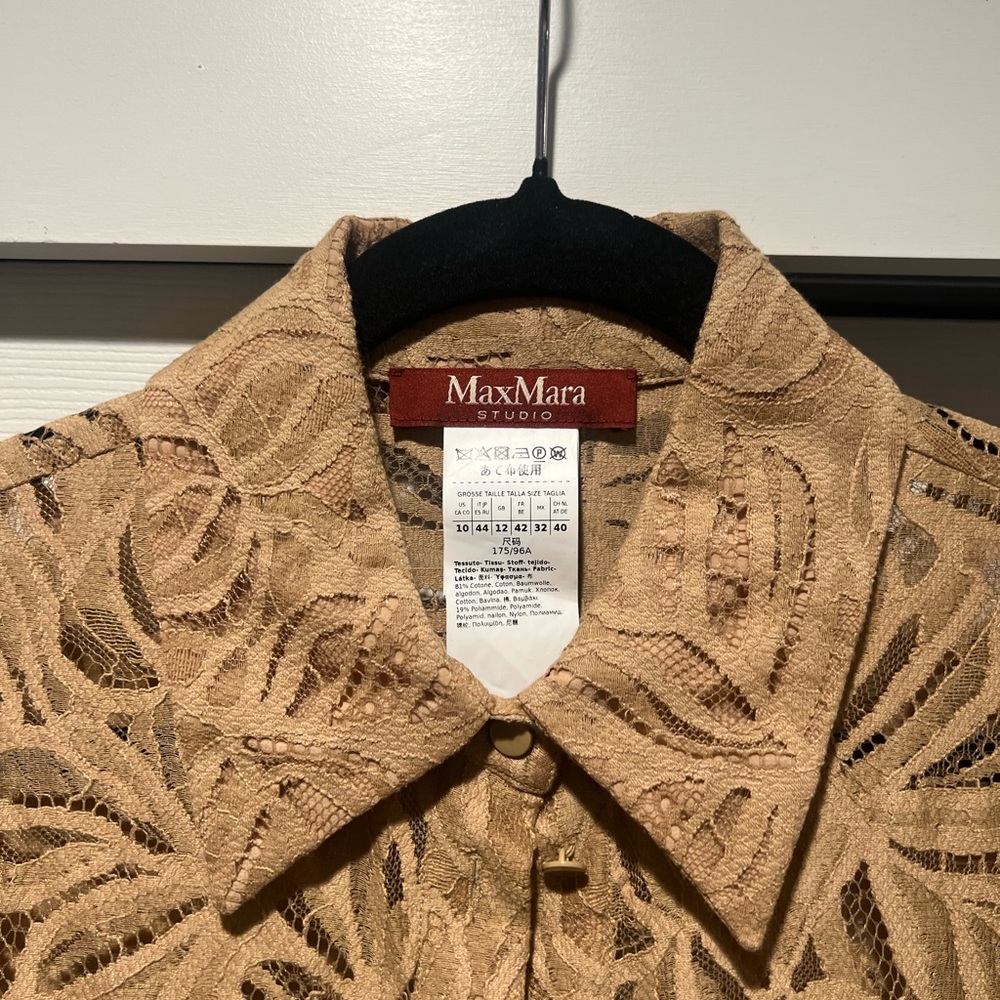MaxMara Beige Leaf Patterned Blouse NWT - image 2